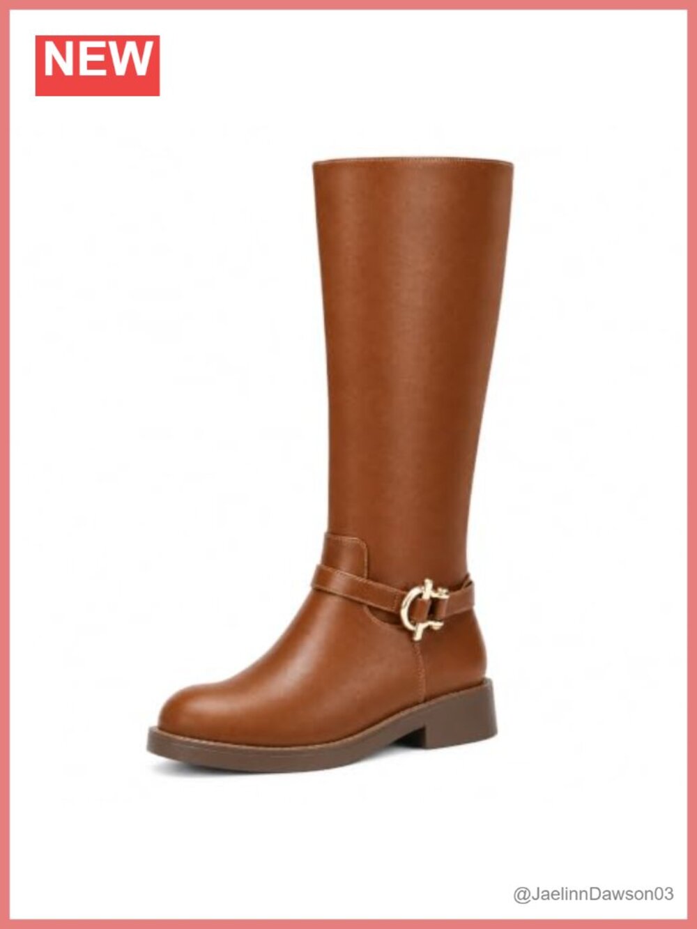 Wide Calf Knee High Boots Low Chunky Heel Riding Boots Faux Leather